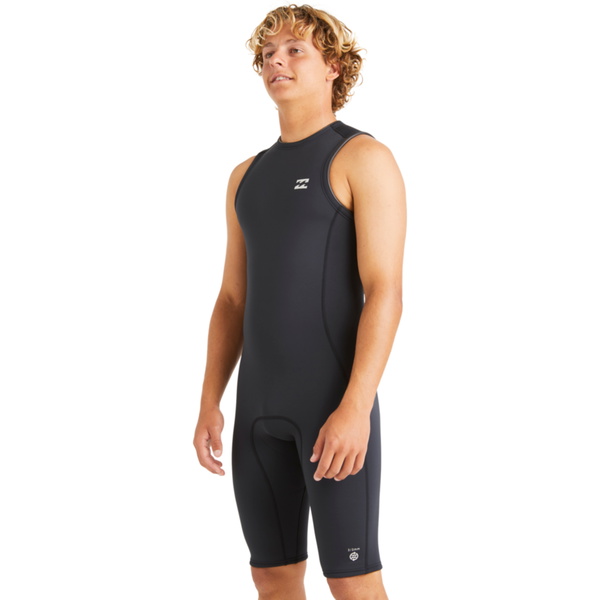2026 Billabong Mens Absolute Natural 2/2mm Back Zip Short John Wetsuit ABYW600110 - Black